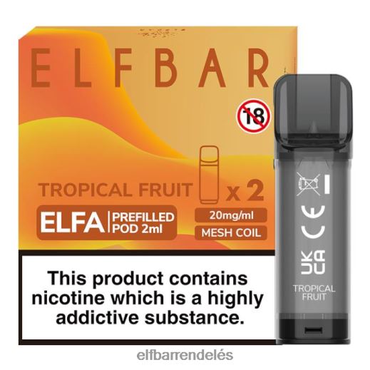 Elf Bar Vape Budapest - ELFBAR elfa előretöltött hüvely - 2ml - 20mg (2 csomag) 6DL6ZV120 trópusi gyümölcs