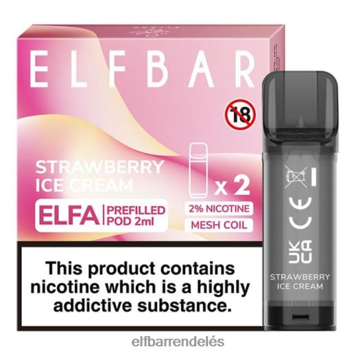 Elf Bar Vape Magyarország - ELFBAR elfa előretöltött hüvely - 2ml - 20mg (2 csomag) 6DL6ZV115 eperfagylalt