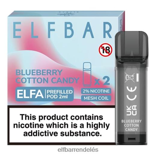 Elf Bar Vape Magyarország - ELFBAR elfa előretöltött hüvely - 2ml - 20mg (2 csomag) 6DL6ZV124 áfonyás vattacukor