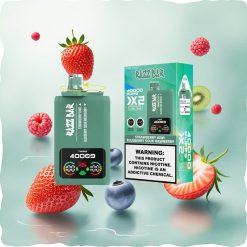 Razz Bar 40000 Puffs Eldobható E-cigaretta Eper-Kivi_Kékáfonya Savanyú Málna, Akkumulátor Kijelző, 650 mAh Type-C Port