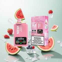 Razz Bar 40000 Puffs Eldobható E-cigaretta Vegyesbogyós_Görögdinnye Jég 40000 Puffs Power Screen Kijelző
